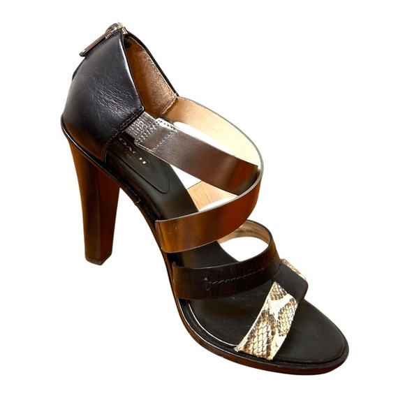 Coach Tawnee Vachetta Leather Snakeskin Strappy Sandals Size 8.5 - Picture 5 of 12